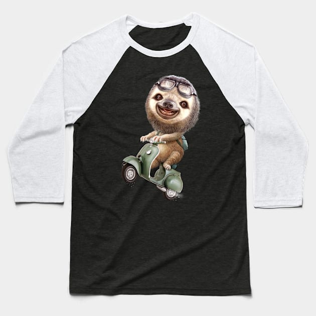 RUNAWAY SLOTH Baseball T-Shirt by ADAMLAWLESS